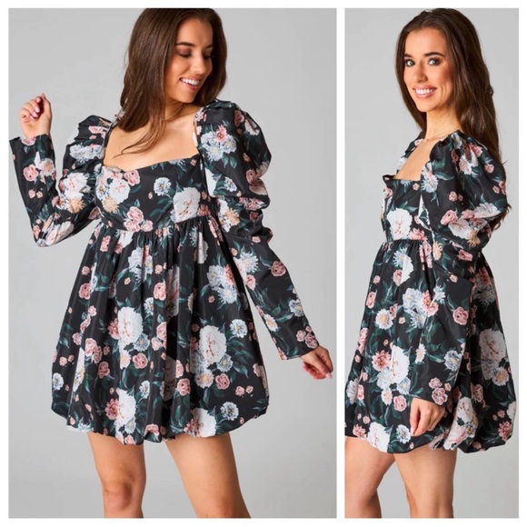 Buddy Love Dresses & Skirts - BuddyLove Stassie Puff Sleeve Babydoll Dress in Sleeping Garden SZ S NWT